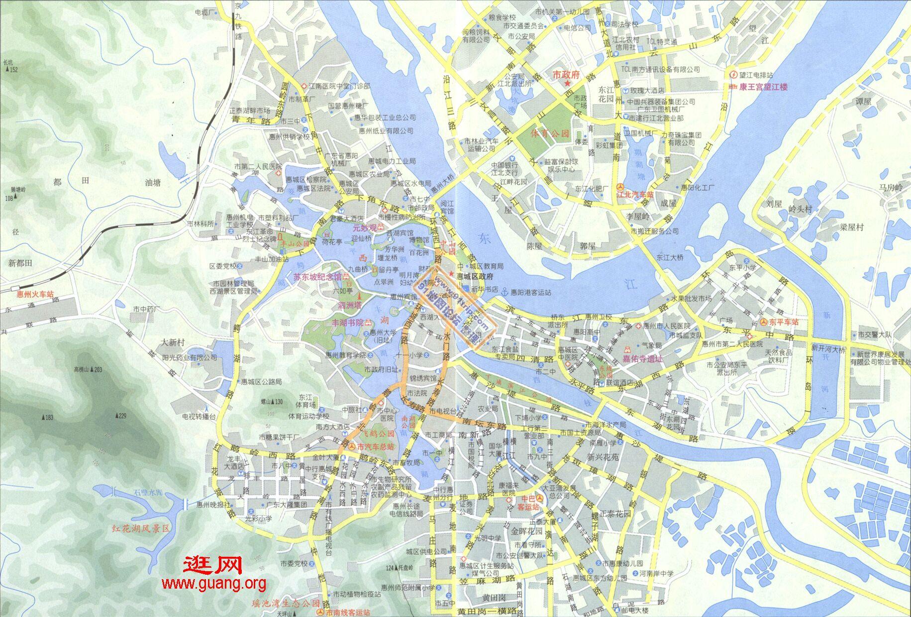 惠州江北地图高清图片