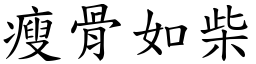 瘦骨如柴 (楷體矢量字庫)