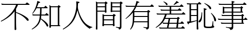 不知人間有羞恥事 (宋體矢量字庫)