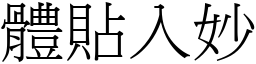 體貼入妙 (宋體矢量字庫)